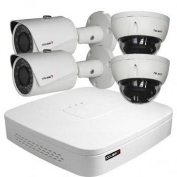 COL-IP4/4M  IP recorder + 2 Full HD IR cameras,2 dome cameras